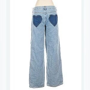 Ashley Mason Blue Heart Back Pockets Straight Wide Leg Jeans NWT
Size 5/27